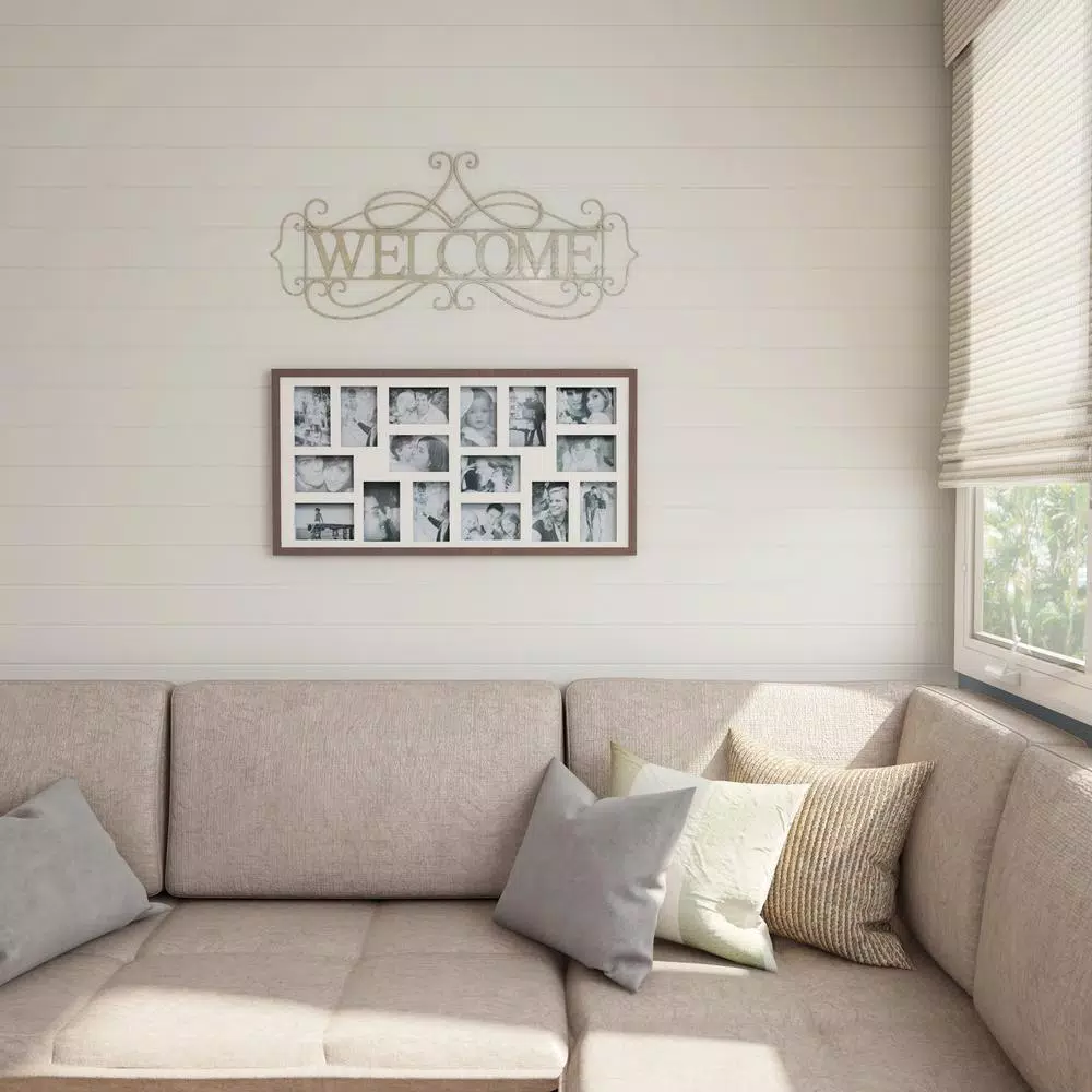 Lavish Home Welcome Decorative Rustic Metal Cutout Wall Sign, Distressed White