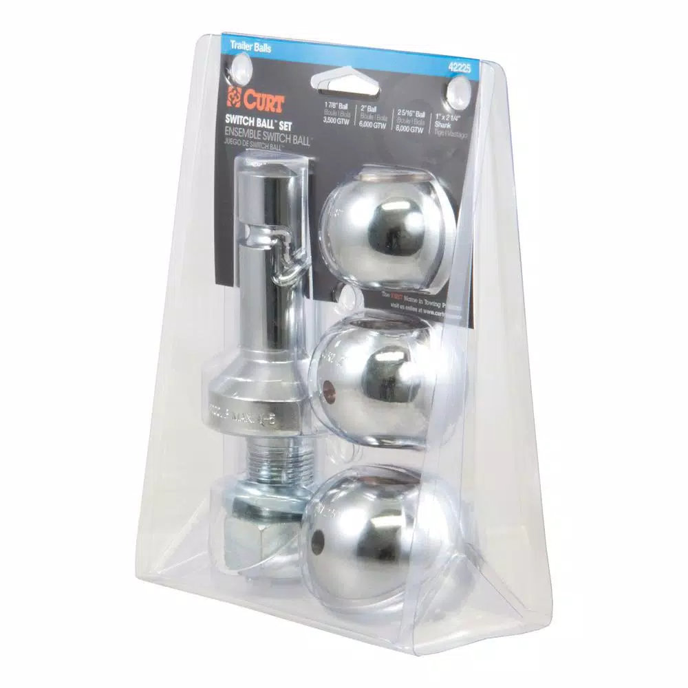 CURT Switch Ball Trailer Ball Set - 1-7/8", 2" & 2-5/16" Balls with 1" x 2-1/4" Shank