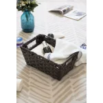 Vintiquewise Black Plastic Wicker Shelf Basket Organizer with Handles thumbnail 2