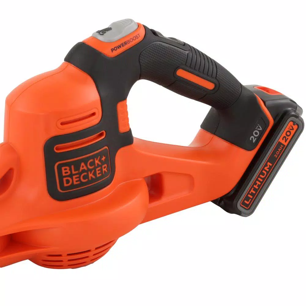 BLACK+DECKER 20V MAX Cordless Handheld Leaf Sweeper, 130 MPH, 100 CFM, Includes 2.0 Ah Battery and Charger
