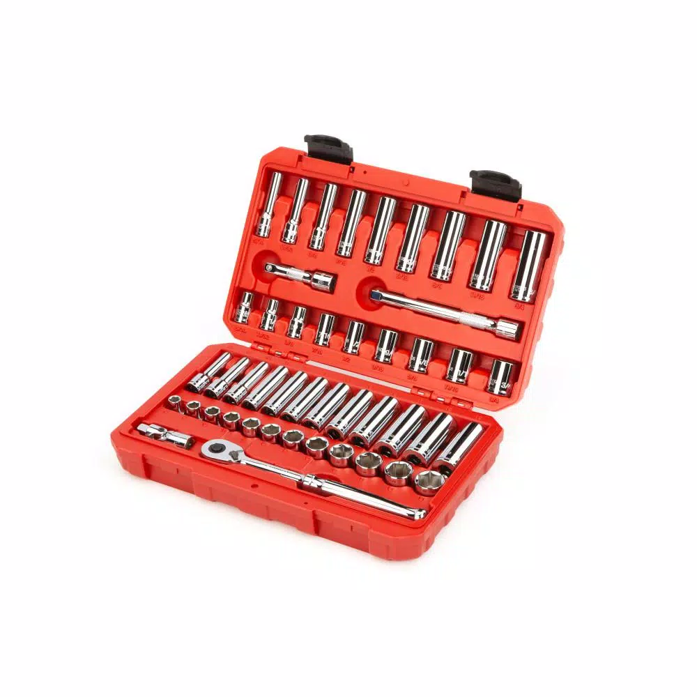 TEKTON 47-Piece 3/8 in. Drive 6-Point Socket and Ratchet Set (SAE & Metric)