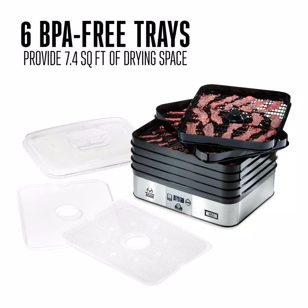 Weston Realtree Edge 6-Tray Stainless Steel Digital Food Dehydrator with Camo Storage Cover