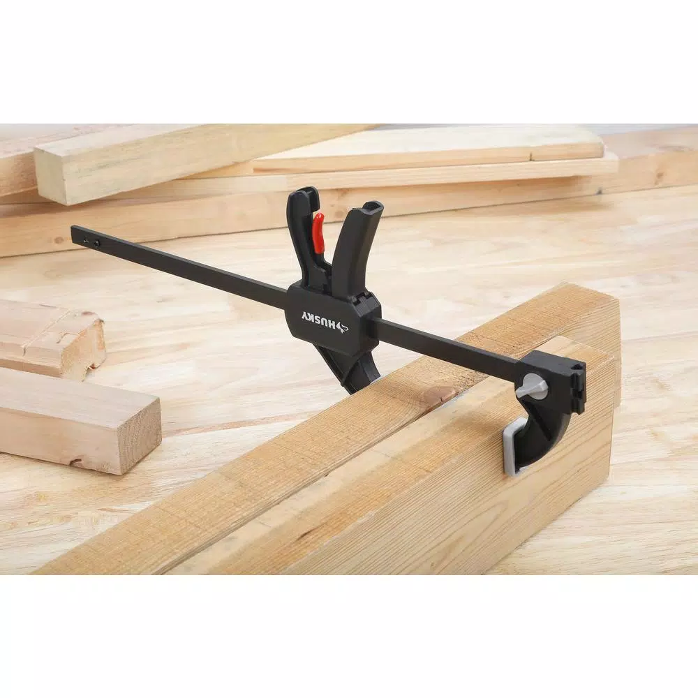 Husky 6 in. Medium Duty Trigger Clamps, 4-Piece Set with Expandable Design