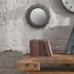 Stonebriar Collection Stonebriar Small Round Turquoise Metal Lace Accent Mirror with Brass Highlights, 12.5 in. thumbnail 5
