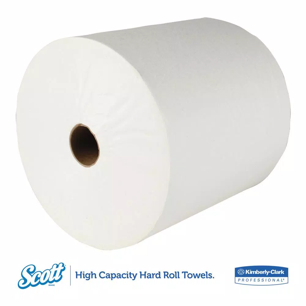 Scott Essential Hard Roll Paper Towels, 8 x 400 ft, 1.5 in Core, White (12 Rolls per Carton)