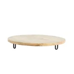 3R Studios 20 in. Brown Mango Wood Pedestal Serving Board with Metal Feet thumbnail 2