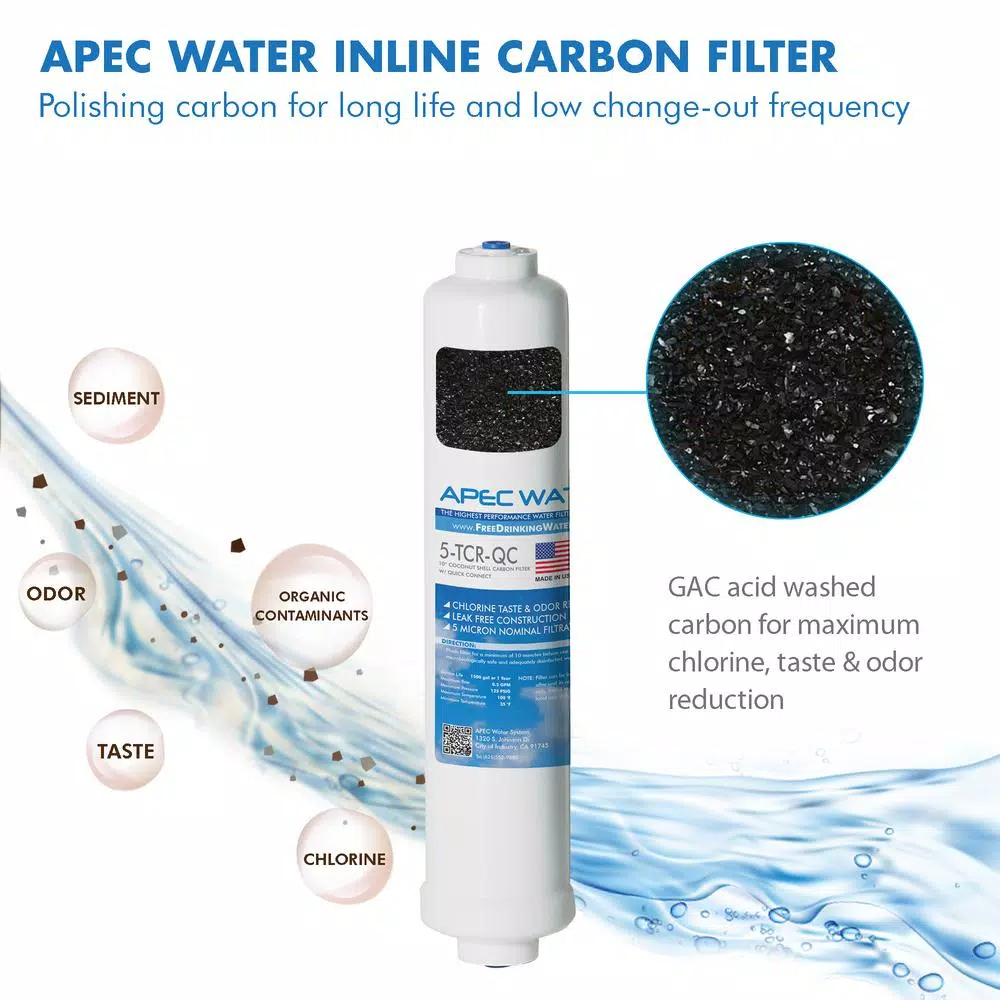 APEC Water Systems APEC Ultimate 10 in. Inline Carbon Filter with 1/4 in. Quick Connect