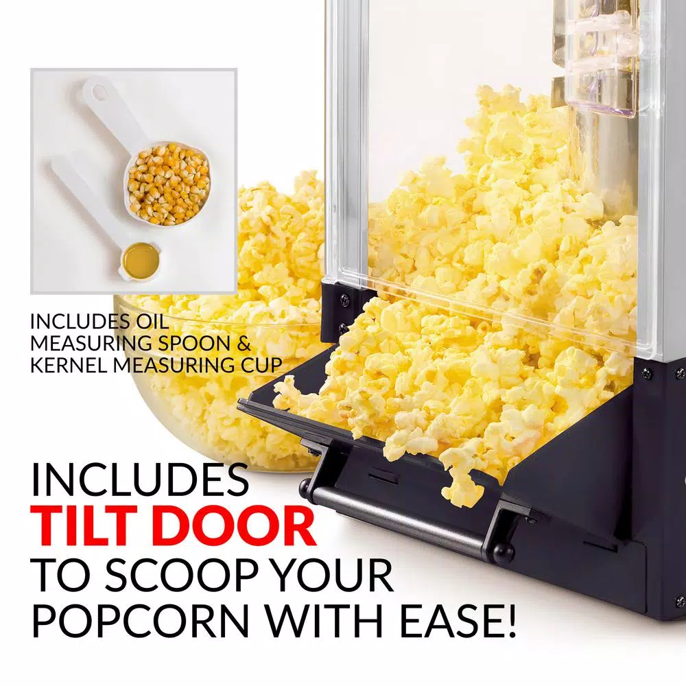 Nostalgia 390-Watt Black Kettle Popcorn Maker with 2.5 oz. Stainless Steel Kettle