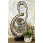 LITTON LANE Abstract Polystone Loop Sculpture with Mother of Pearl Capiz Shell Inlay thumbnail 8
