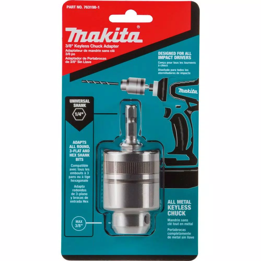Makita 3/8 in. Metal Keyless Chuck Adaptor for Impact Drivers