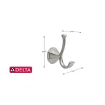 Delta Carlisle Double Robe Hook, Brushed Nickel, Wall Mounted thumbnail 6