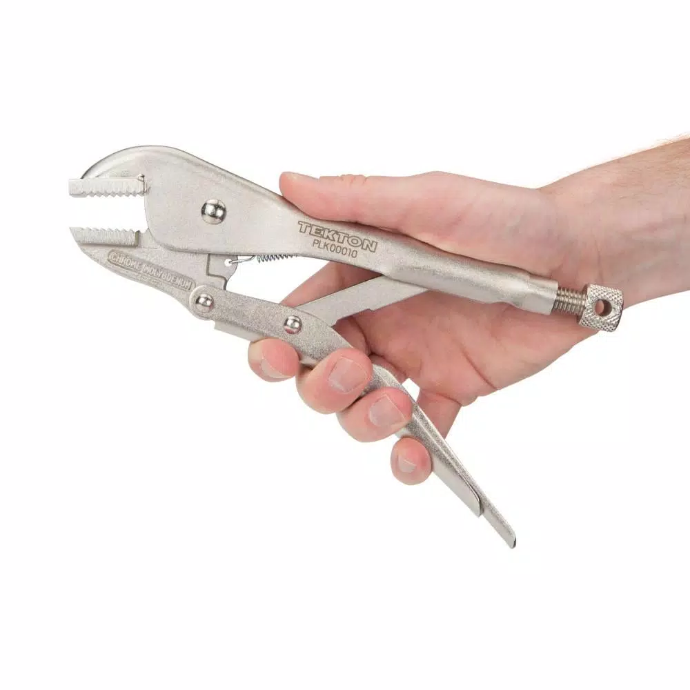 TEKTON 10 in. Straight Jaw Locking Pliers with Chrome Molybdenum Jaws