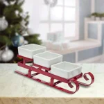 Godinger Metal Santa Sleigh and 3-Piece Relish Bowl Set - White thumbnail 3