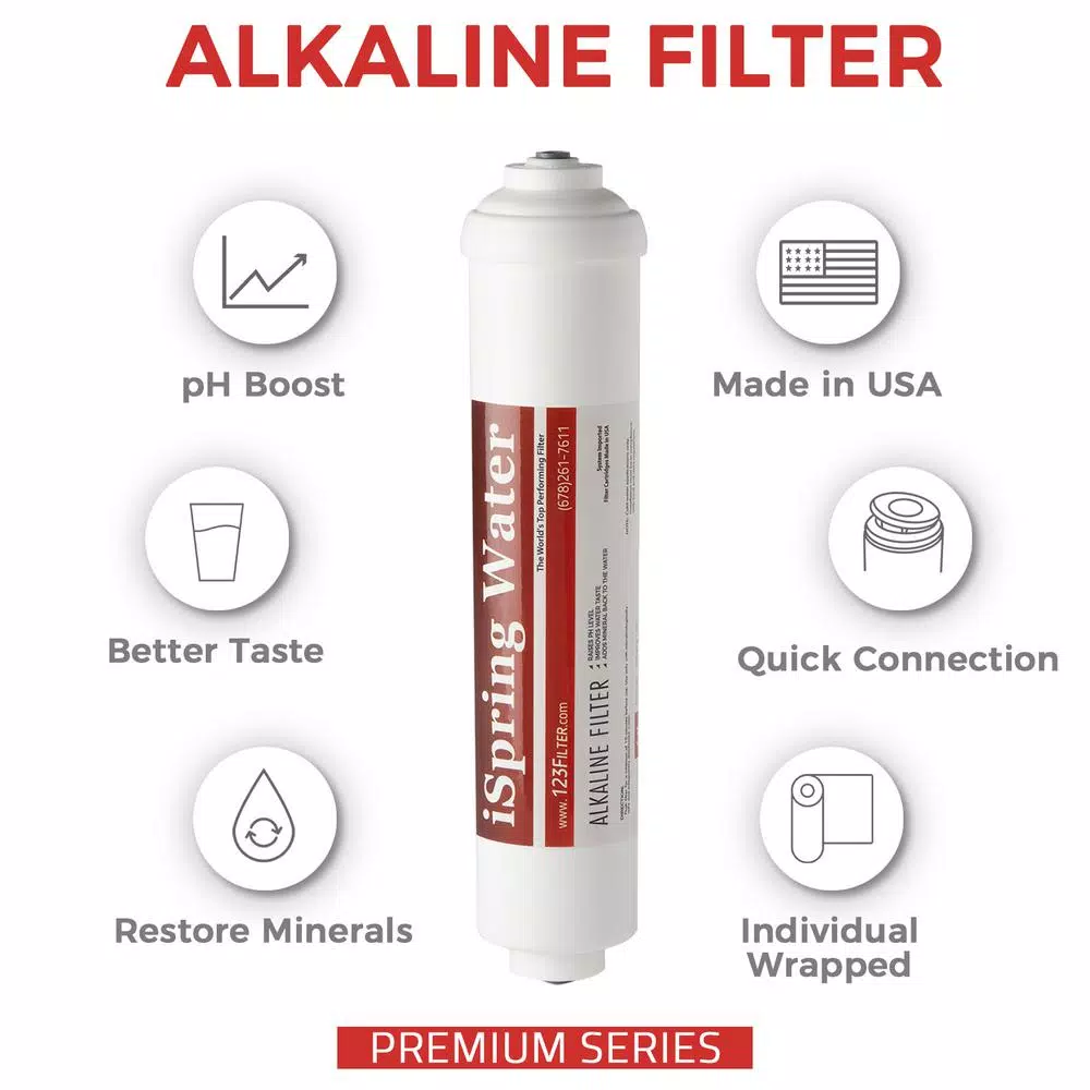 iSpring FA15US 10 in. Universal Inline Alkaline Replacement Water Filter for Reverse Osmosis RO Systems