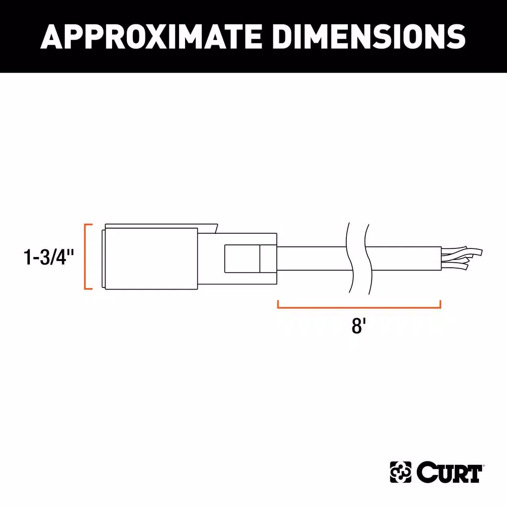 CURT 8' Replacement 7-Way RV Blade Harness - Trailer Side Connector