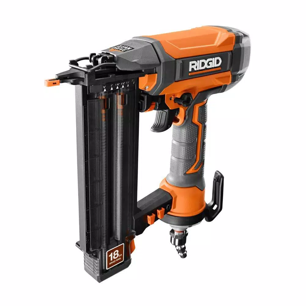 RIDGID 18-Gauge 2-1/8 in. Brad Nailer Kit with CLEAN DRIVE Technology and 50 ft. Lay Flat Air Hose