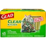 Glad 13 Gallon Tall Kitchen Clear Drawstring Recycling Bags, 45 Count thumbnail 1