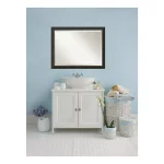 Amanti Art Signore 44.5 in. W x 34.5 in. H Bronze Wood Framed Beveled Edge Bathroom Vanity Mirror thumbnail 4
