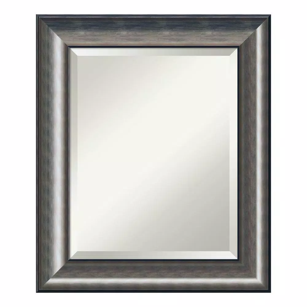 Amanti Art 22 in. W x 26 in. H Metallic Silver Scoop Wood Single Contemporary Bathroom Vanity Mirror