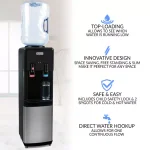 Igloo Top Loading Water Dispenser, Hot and Cold Water Cooler in Black and Stainless Steel thumbnail 3
