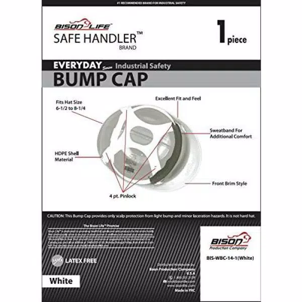 Safe Handler Bison Life Safe Handler Everyday Series White HDPE Bump Cap with 4-Point Pin Lock Suspension