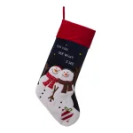 Glitzhome 36 in. Polyester Velvet 3D Oversized Snowman Christmas Stocking with Gold Stars thumbnail 1