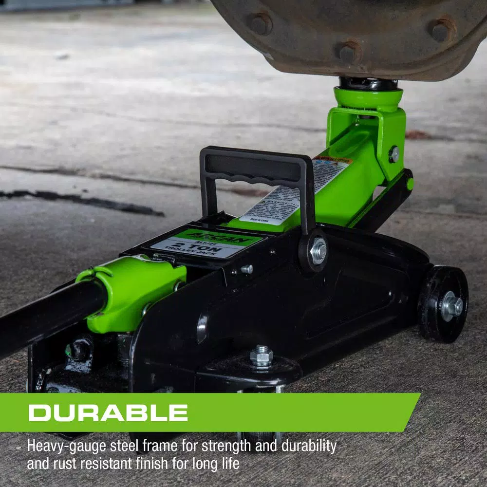 Arcan ALTJ2T 2-Ton Trolley Jack, Heavy-Gauge Steel Floor Jack with 360° Swivel Saddle