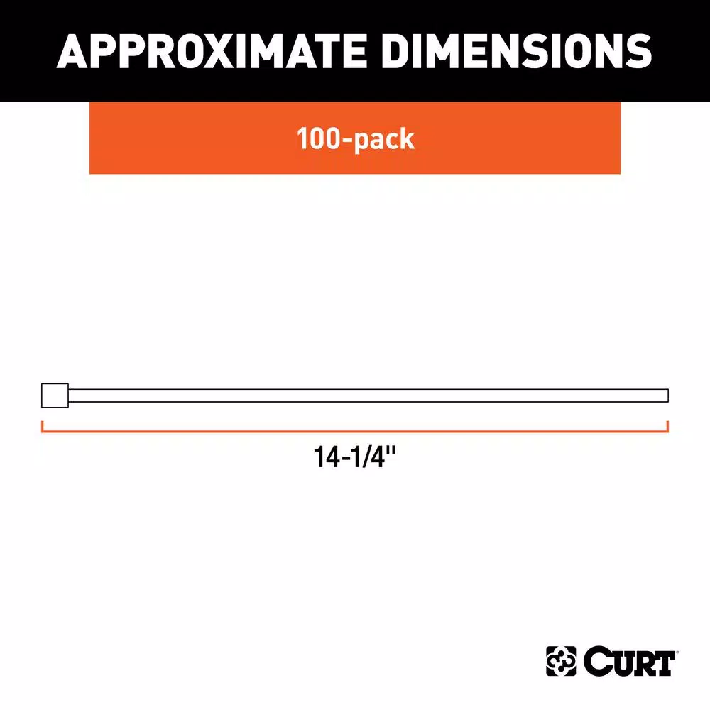 CURT 14.25 in. Nylon Wire Ties, 100-Pack