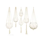 Two's Company Handcrafted Macrame Plant Hangers with Clear Glass Bowls, Set of 5 thumbnail 2