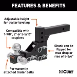 CURT Adjustable Tri-Ball Mount - 2" Receiver, 1-7/8", 2" & 2-5/16" Balls thumbnail 7