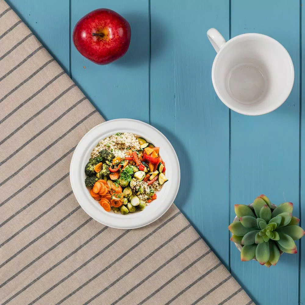 Unbranded 6 in. White Sugarcane Plates, 600 Pack - Eco-Friendly Biodegradable Disposable Plates