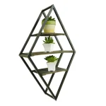 Admired By Nature 3-Tier Metal Diamond Shaped Wall Mounted Display Shelf, Matte Black thumbnail 1