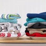 RITZ T-fal Blue Cotton Waffle Terry Kitchen Towel Set, Solid and Stripe (Set of 4) thumbnail 2