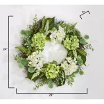 Unbranded 24 in. Cream and Green Hydrangea Silk Wreath with Twig Base thumbnail 2
