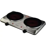 Ovente 1500W Double Burner Infrared Hot Plate, 7.5 in. Ceramic Glass Cooktop with Temperature Control thumbnail 1