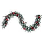 Haute Decor 9 ft. Pre-Lit LED Artificial Frosted Christmas Garland with Red & Silver Ornaments thumbnail 2