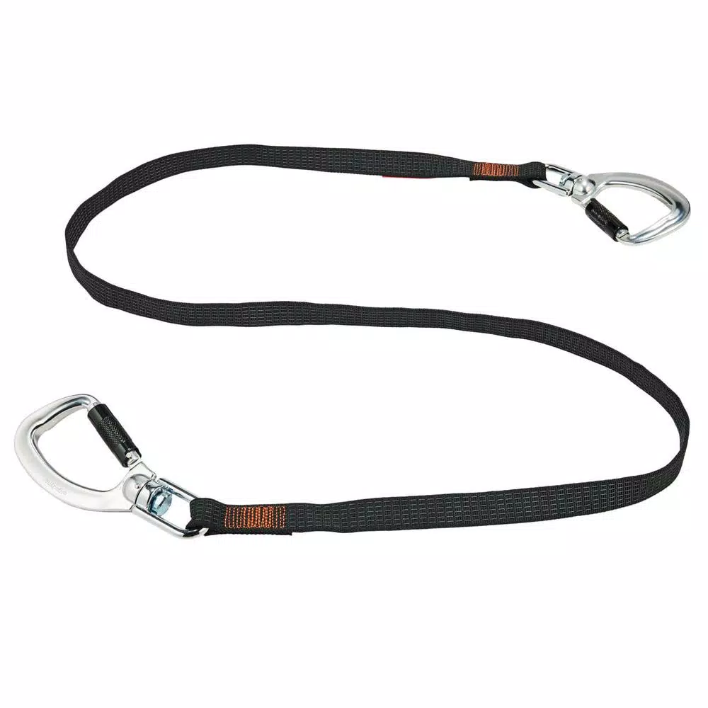 Ergodyne Squids 3139 Tool Lanyard with 40 lb. Capacity Black Dual Double-Locking Carabiner and Swivel