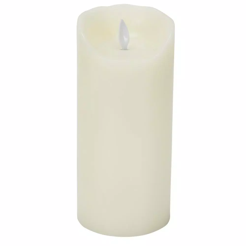 Unbranded Ivory Flameless Moving Pillar Flame 7 in. Real Wax LED Candle