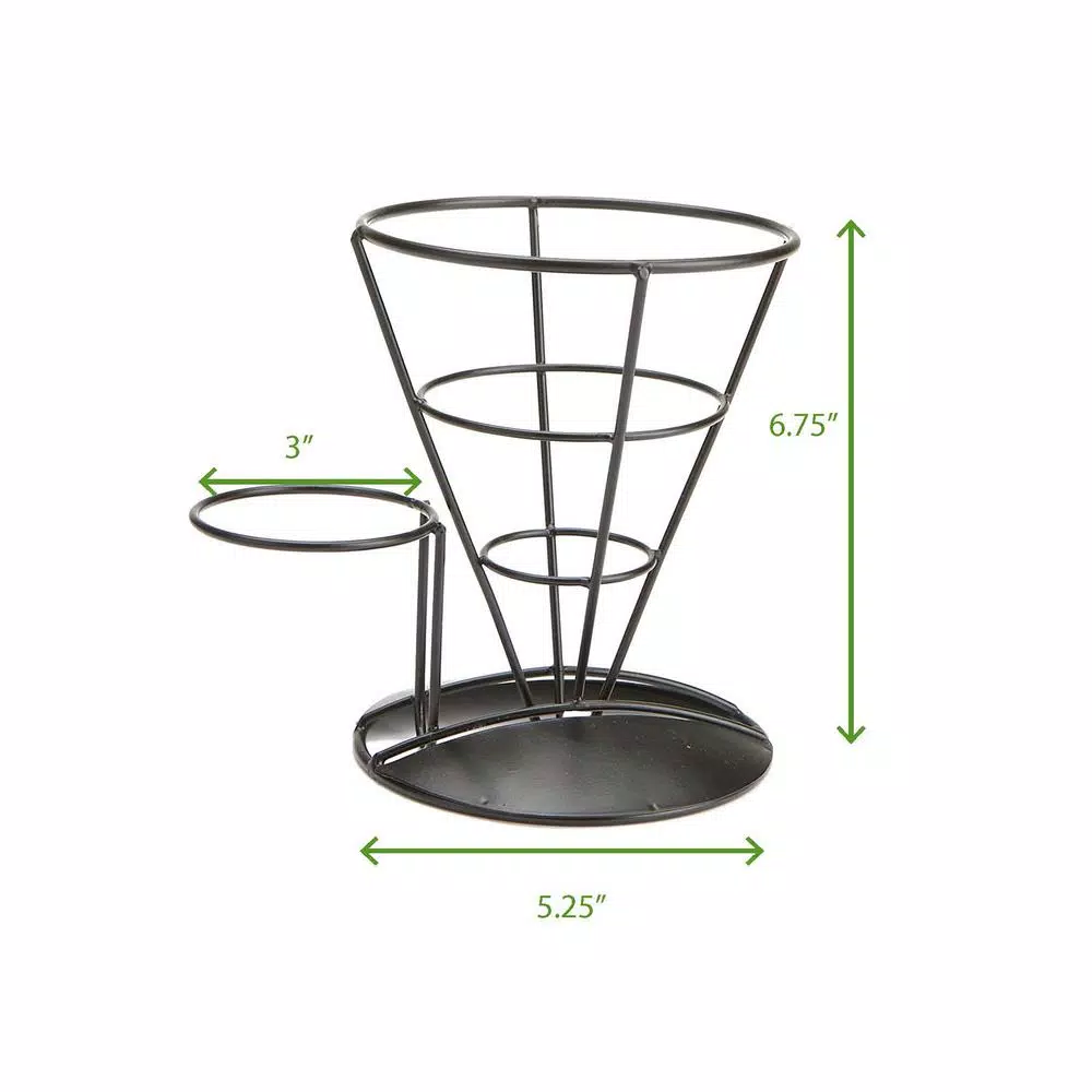 Mind Reader Set of 3 Metal Cone Shaped French Fry Holders with Dipping Compartment