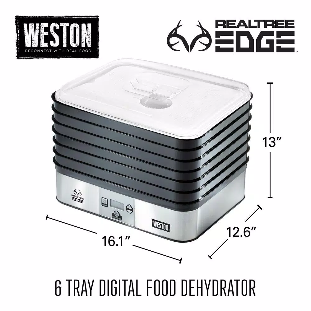 Weston Realtree Edge 6-Tray Stainless Steel Digital Food Dehydrator with Camo Storage Cover