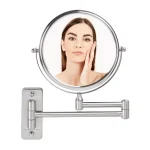 Ovente Wall Mounted Dual-Sided Makeup Mirror, 1x/10x Magnification, Brushed Nickel thumbnail 1
