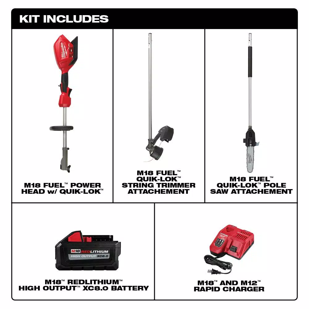 Milwaukee M18 FUEL 18V Brushless Cordless String Trimmer Kit with 10 in. Pole Saw Attachment