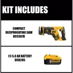 DEWALT 20V MAX XR Brushless Compact Reciprocating Saw with 5.0Ah Battery thumbnail 2