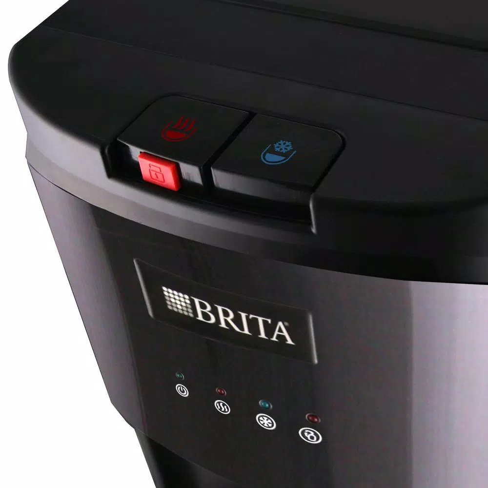 Brita Bottom-Loading Water Cooler with Built-In Filter, Black Stainless Steel, Hot and Cold