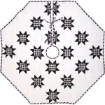 VHC Brands Emmie 48 in. Black and White Patchwork Christmas Tree Skirt, Hand-Quilted Cotton thumbnail 1
