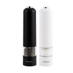 Ovente Electric Salt and Pepper Grinder Set, Battery Operated, Adjustable Coarseness, Black and White thumbnail 1