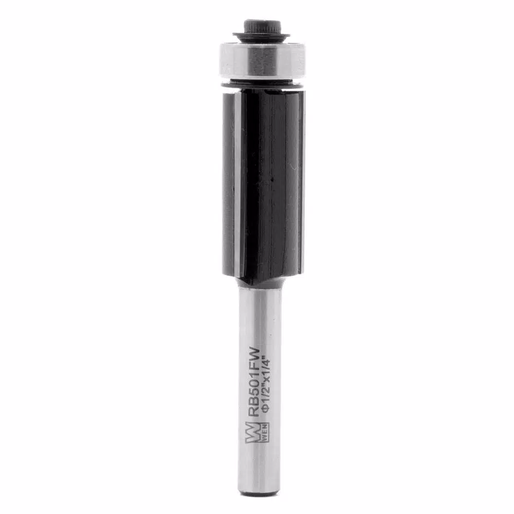 WEN 1/2 in. Flush Trim 3-Wing Carbide Tipped Router Bit, 1/4 in. Shank