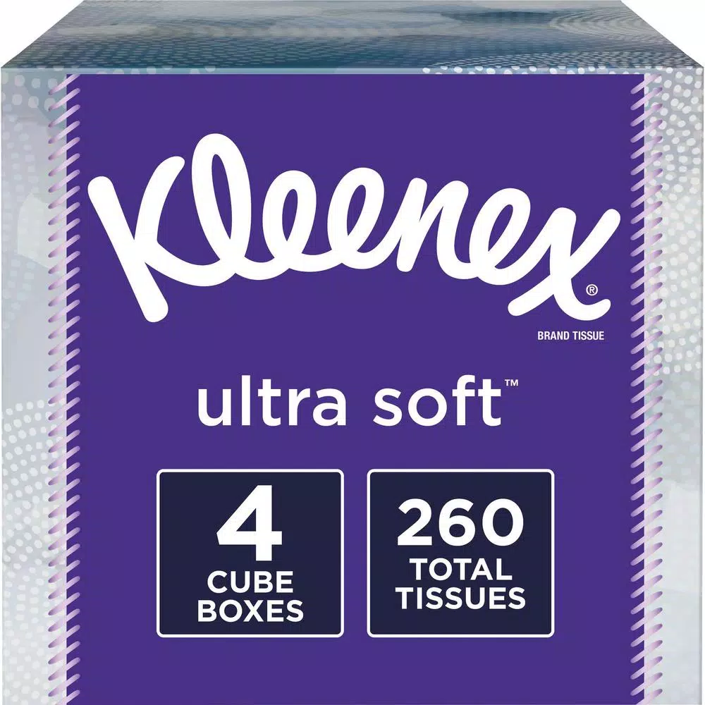Kleenex Ultra Soft Facial Tissues, 3-Ply, 65-Count, 4-Pack