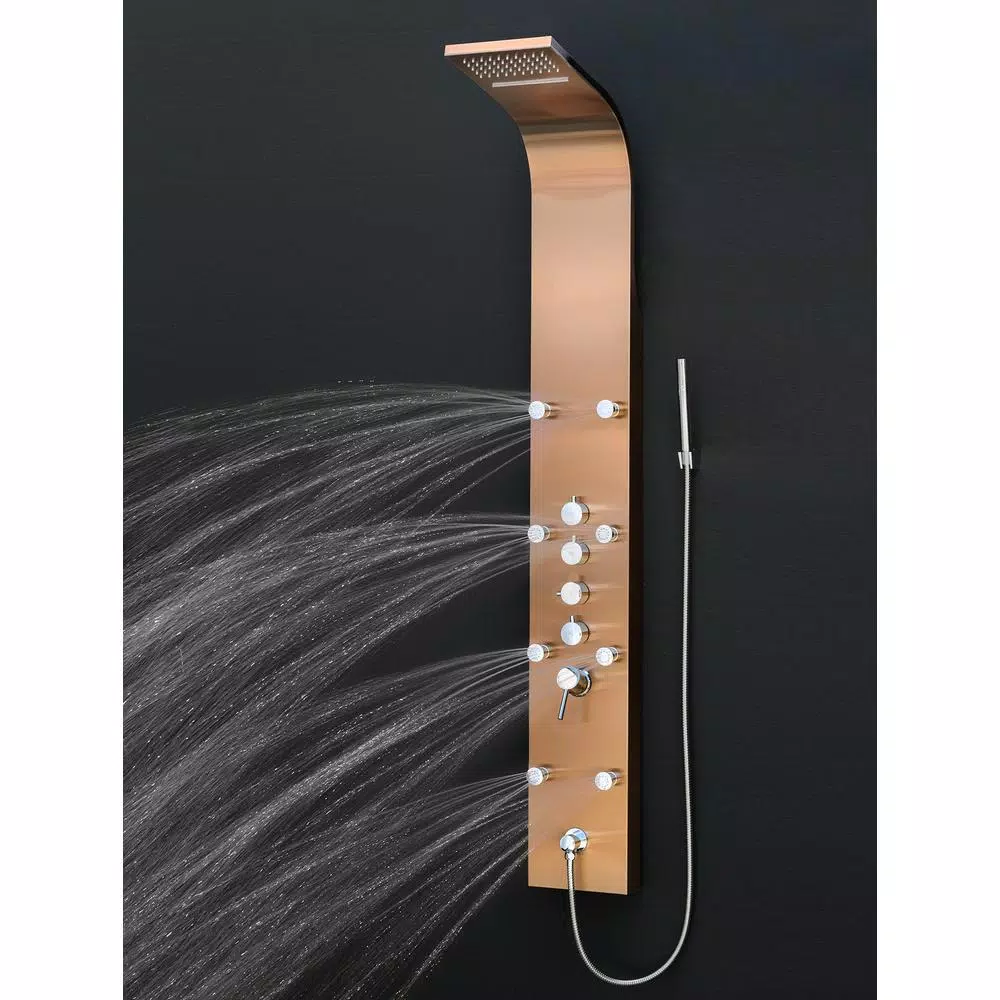 AKDY 65 in. 8-Jet Bronze Stainless Steel Shower Panel System with Rainfall Waterfall and Handheld Wand