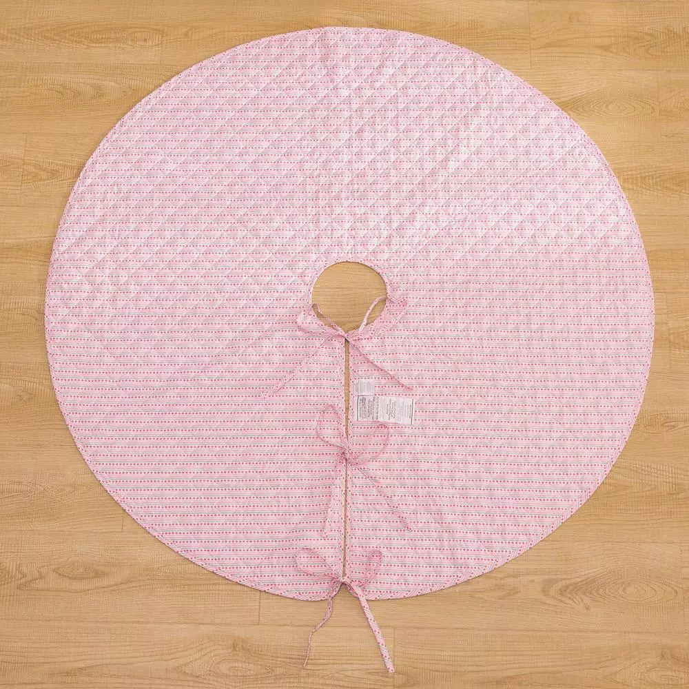 Country Living 48 in. Retro Star Quilted Tree Skirt, Reversible Blush Pink Microfiber